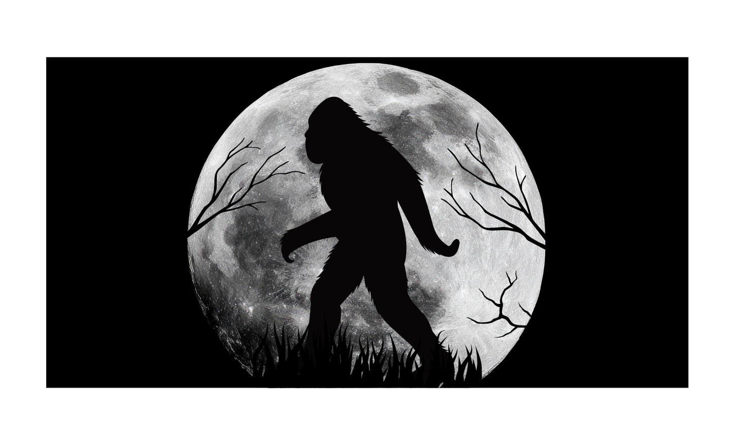 Big Foot with Moon Black Background License Plate 6x12