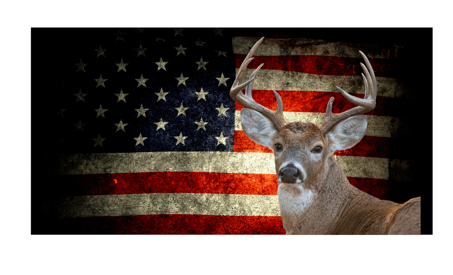 American Flag with Deer Custom License Plate 6x12