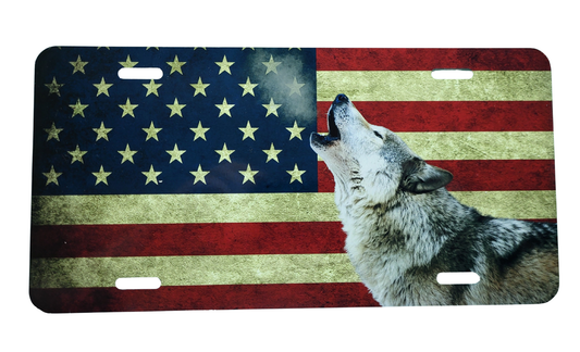 American Flag with Wolf