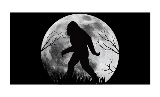 Big Foot with Moon Black Background License Plate 6x12