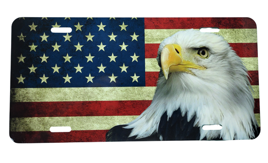 Eagle American Flag License Plate