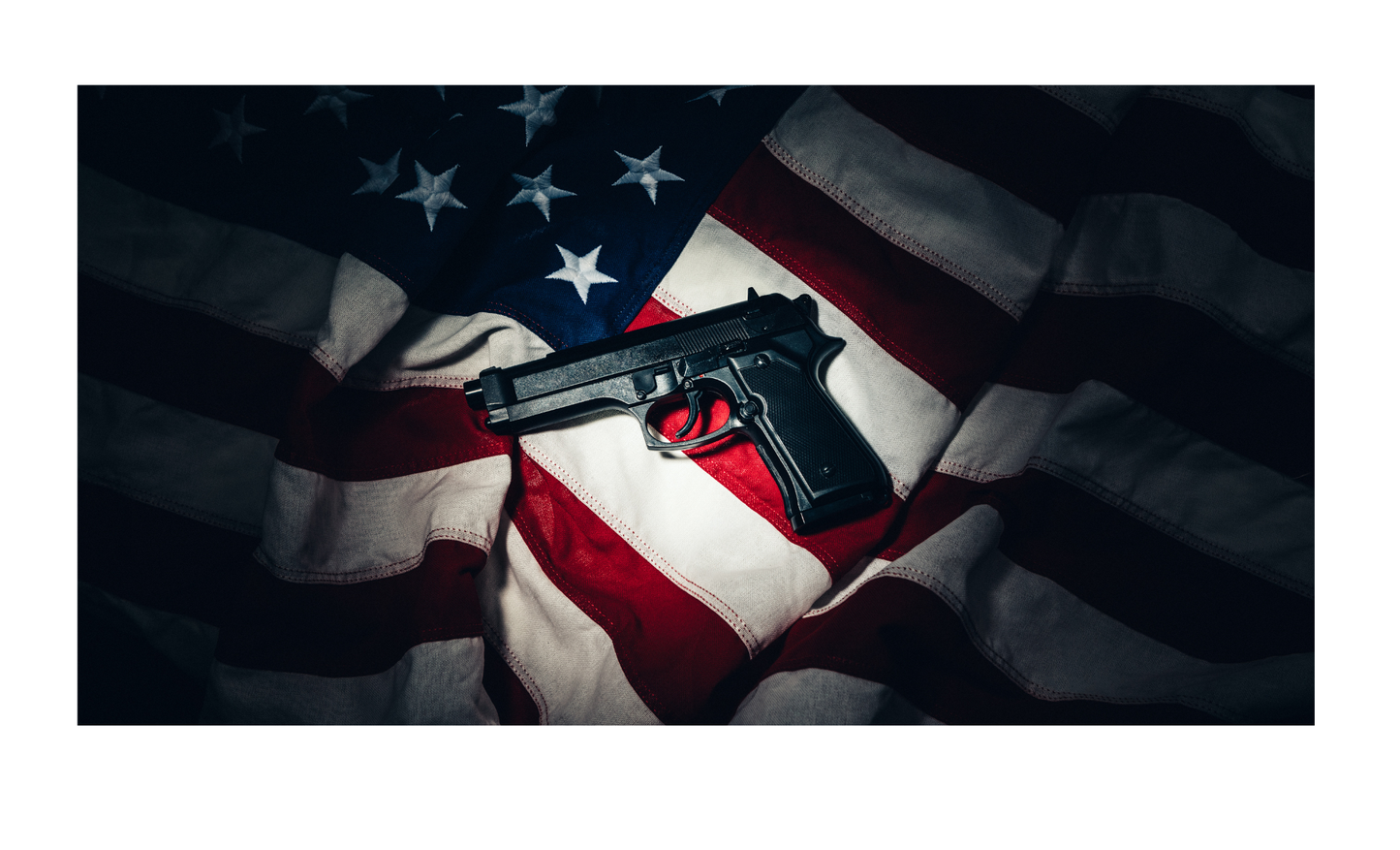 American Flag with Pistol 6x12